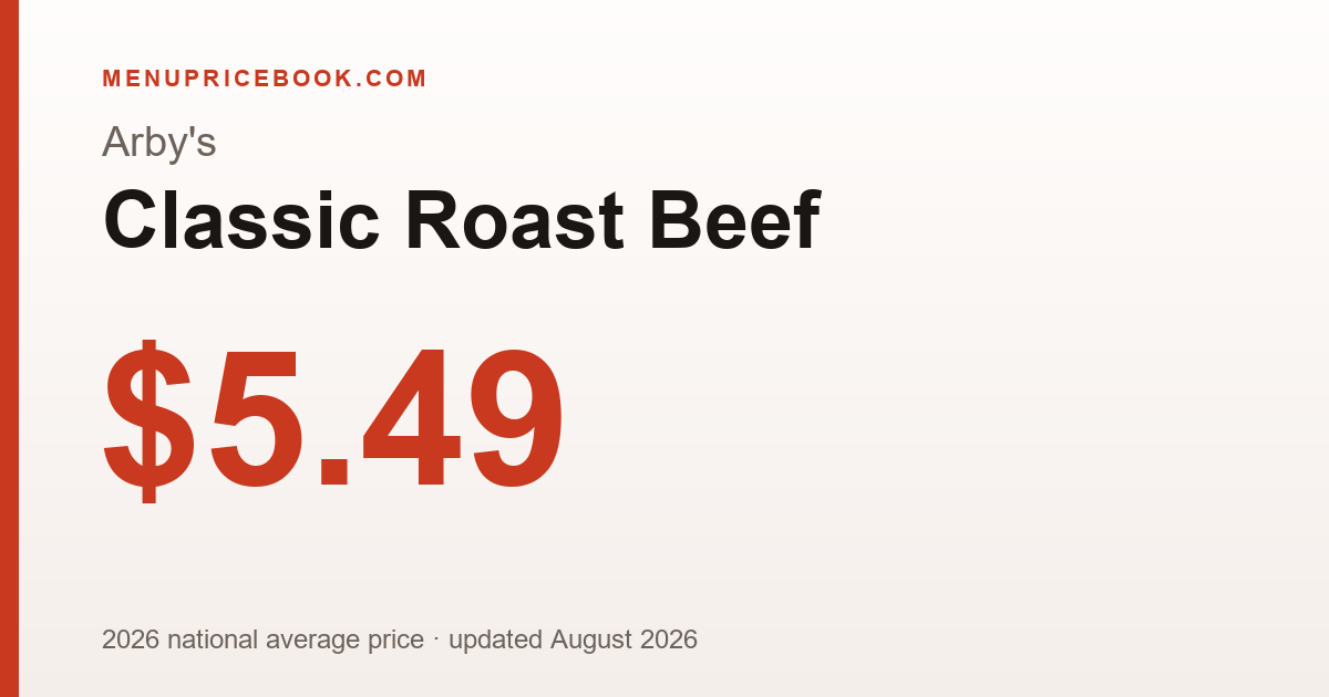 Arby's Classic Roast Beef price: $5.49 (2026)