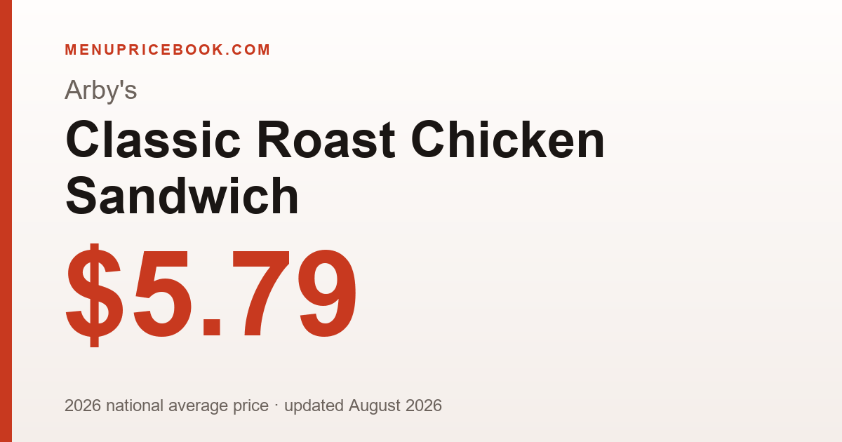 Arby's Classic Roast Chicken Sandwich price: $5.79 (2026)