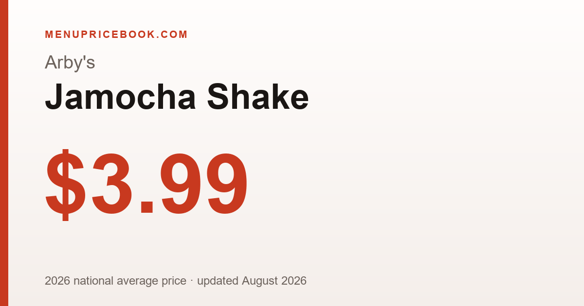 Arby's Jamocha Shake price: $3.99 (2026)