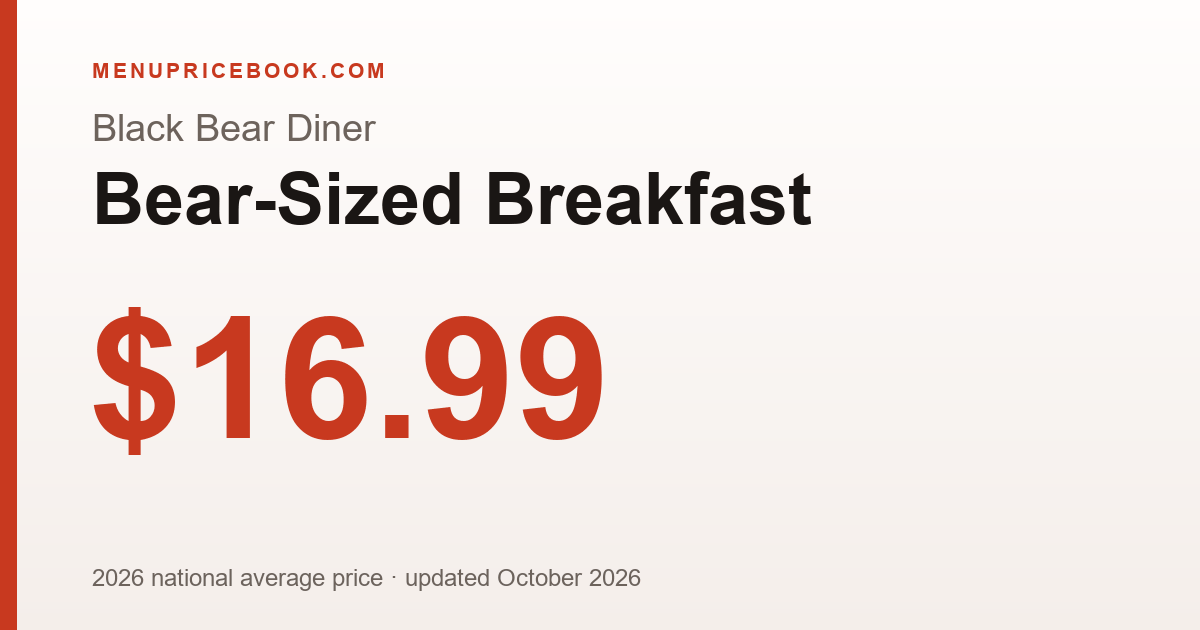 Black Bear Diner Bear-Sized Breakfast price: $16.99 (2026)