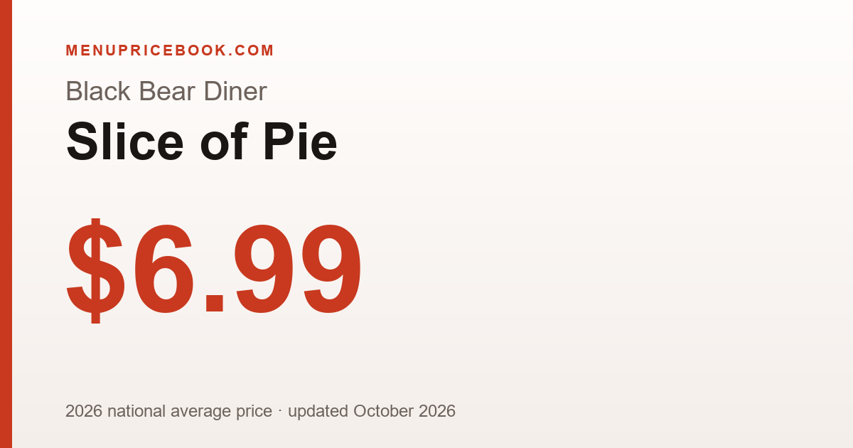 Black Bear Diner Slice of Pie price: $6.99 (2026)