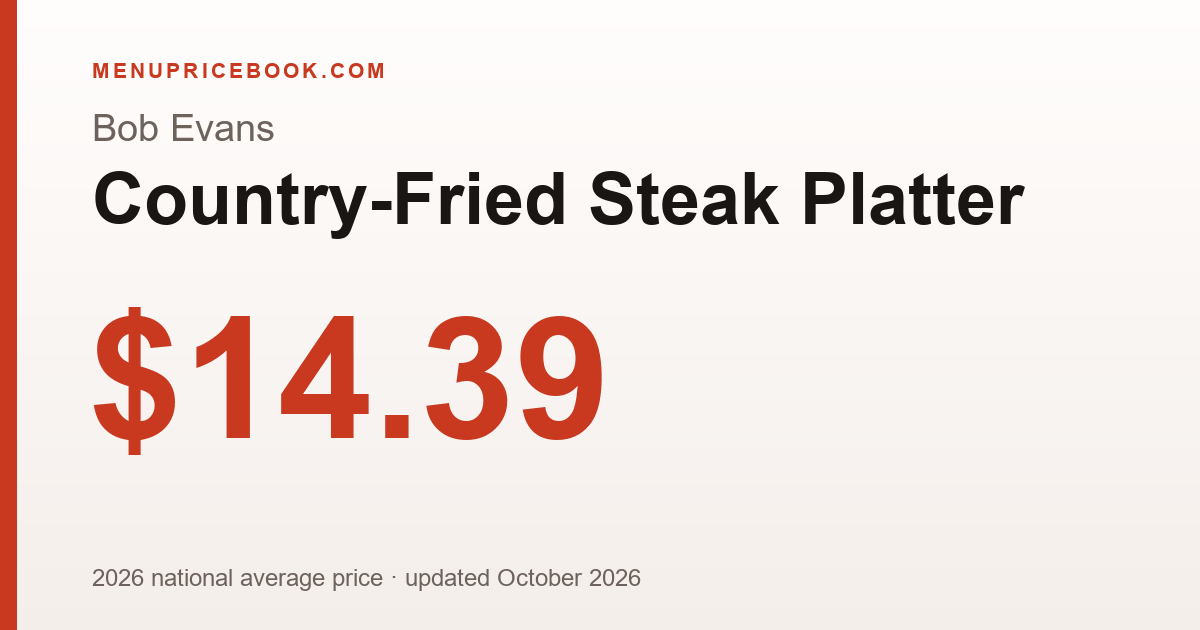 Bob Evans Country-Fried Steak Platter price: $14.39 (2026)