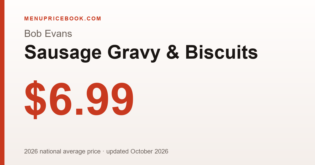 Bob Evans Sausage Gravy & Biscuits price: $6.99 (2026)