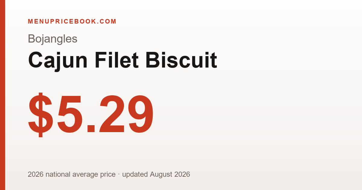 Bojangles Cajun Filet Biscuit price: $5.29 (2026)