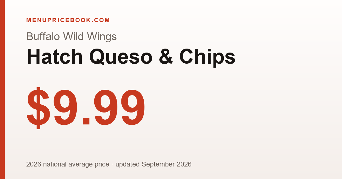 Buffalo Wild Wings Hatch Queso & Chips price: $9.99 (2026)