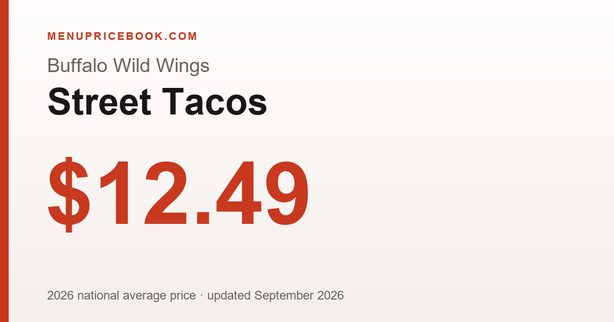 Buffalo Wild Wings Street Tacos price: $12.49 (2026)