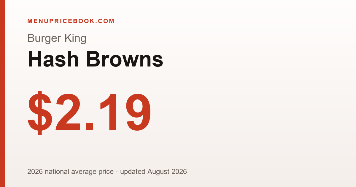 Burger King Hash Browns price: $2.19 (2026)