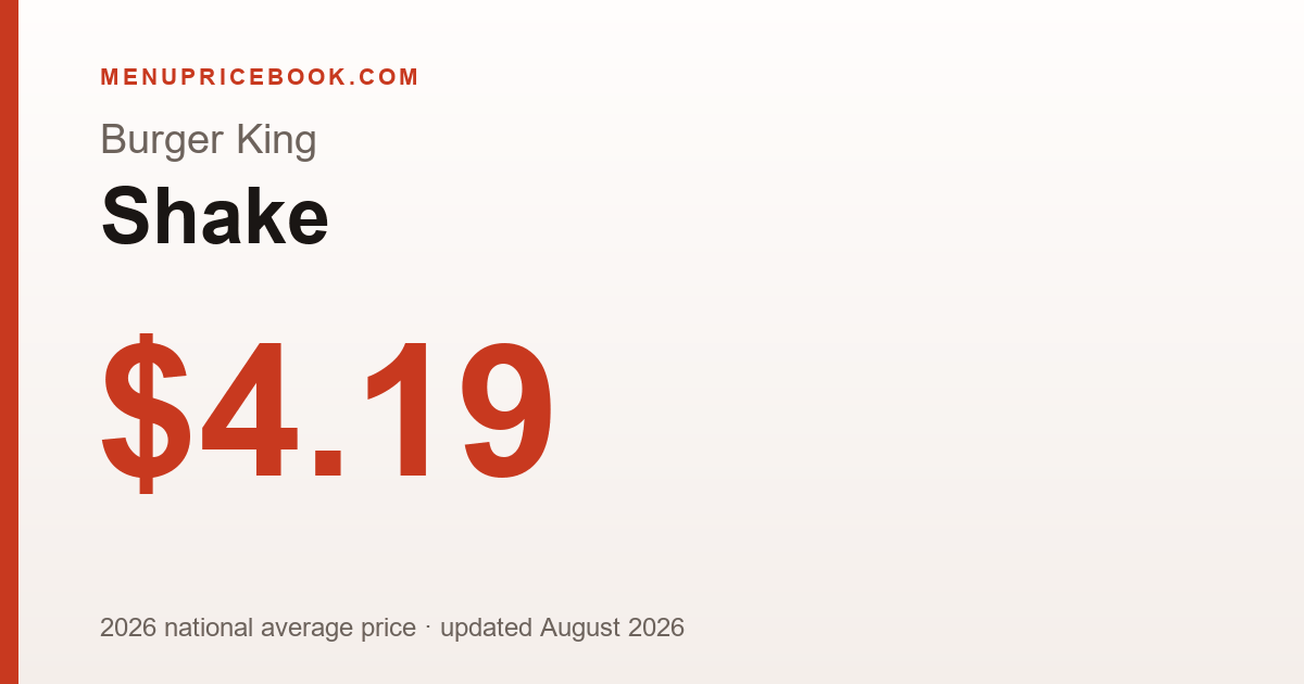 Burger King Shake price: $4.19 (2026)