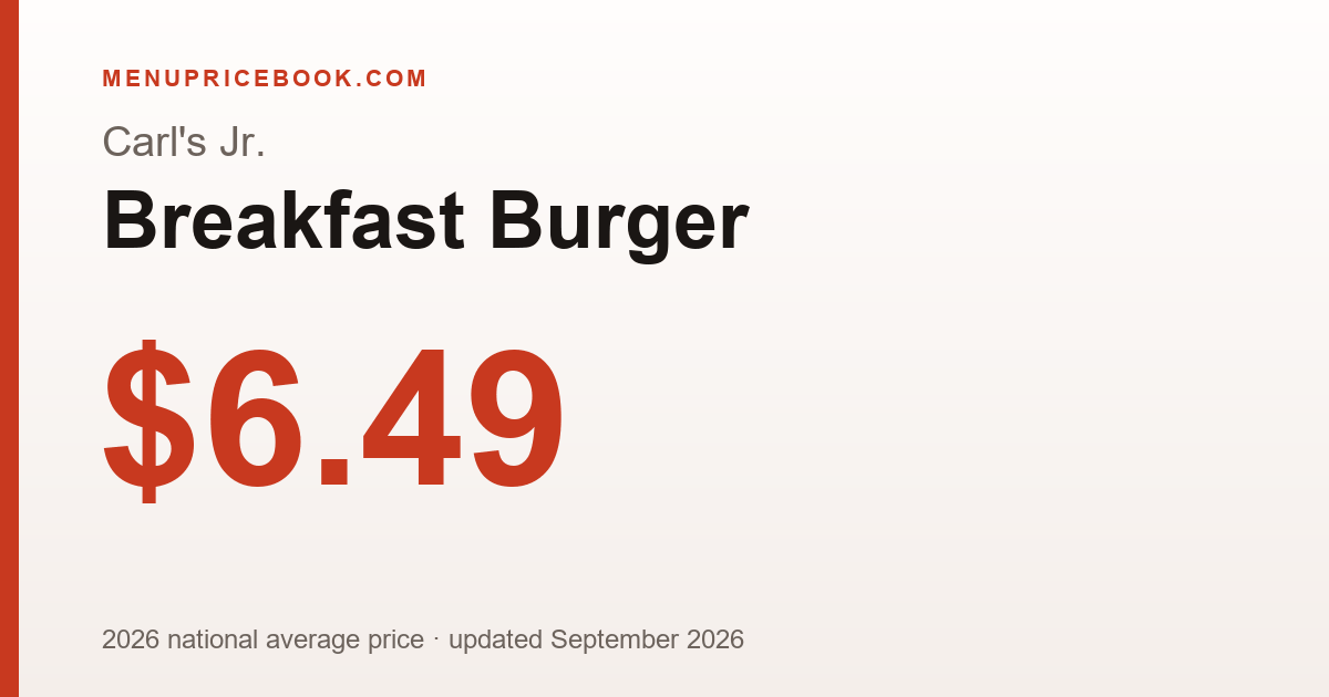 Carl's Jr. Breakfast Burger price: $6.49 (2026)