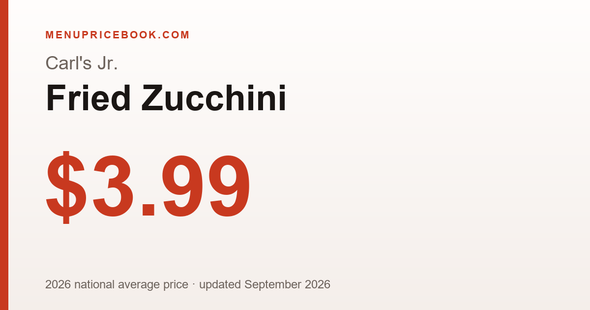 Carl's Jr. Fried Zucchini price: $3.99 (2026)