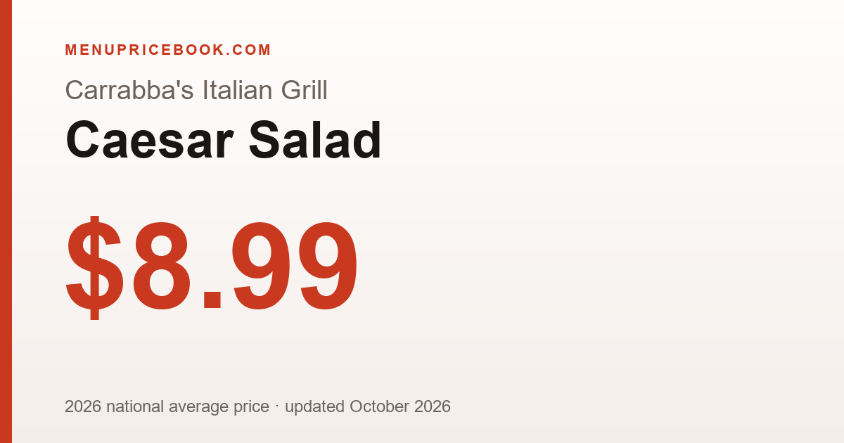 Carrabba's Italian Grill Caesar Salad price: $8.99 (2026)