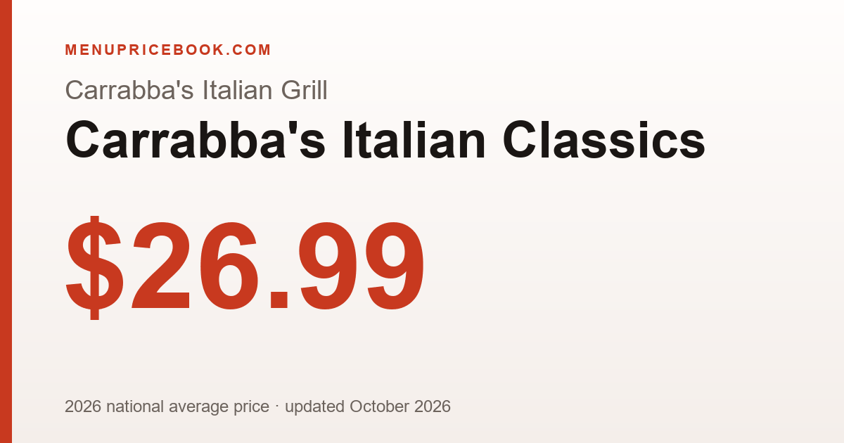 Carrabba's Italian Classics price: $26.99 (2026)