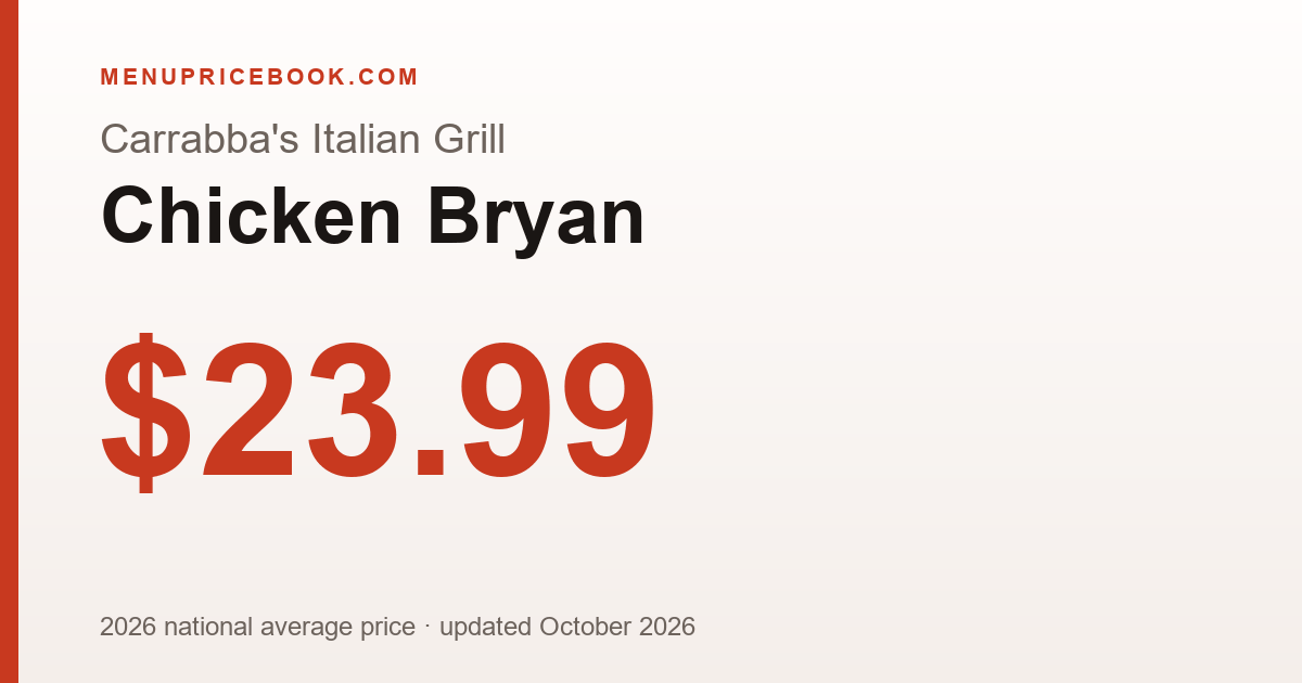 Carrabba's Italian Grill Chicken Bryan price: $23.99 (2026)