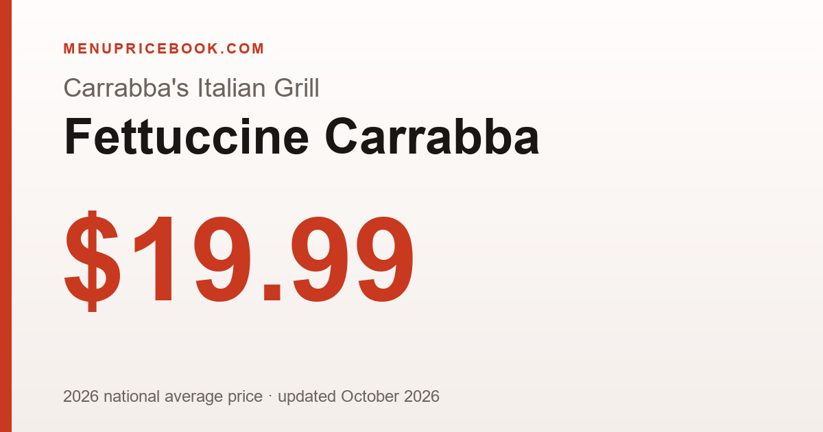 Carrabba's Italian Grill Fettuccine Carrabba price: $19.99 (2026)