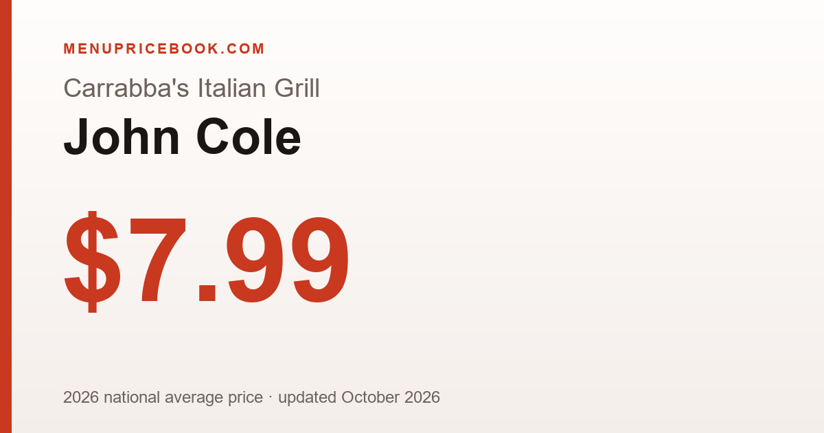 Carrabba's Italian Grill John Cole price: $7.99 (2026)
