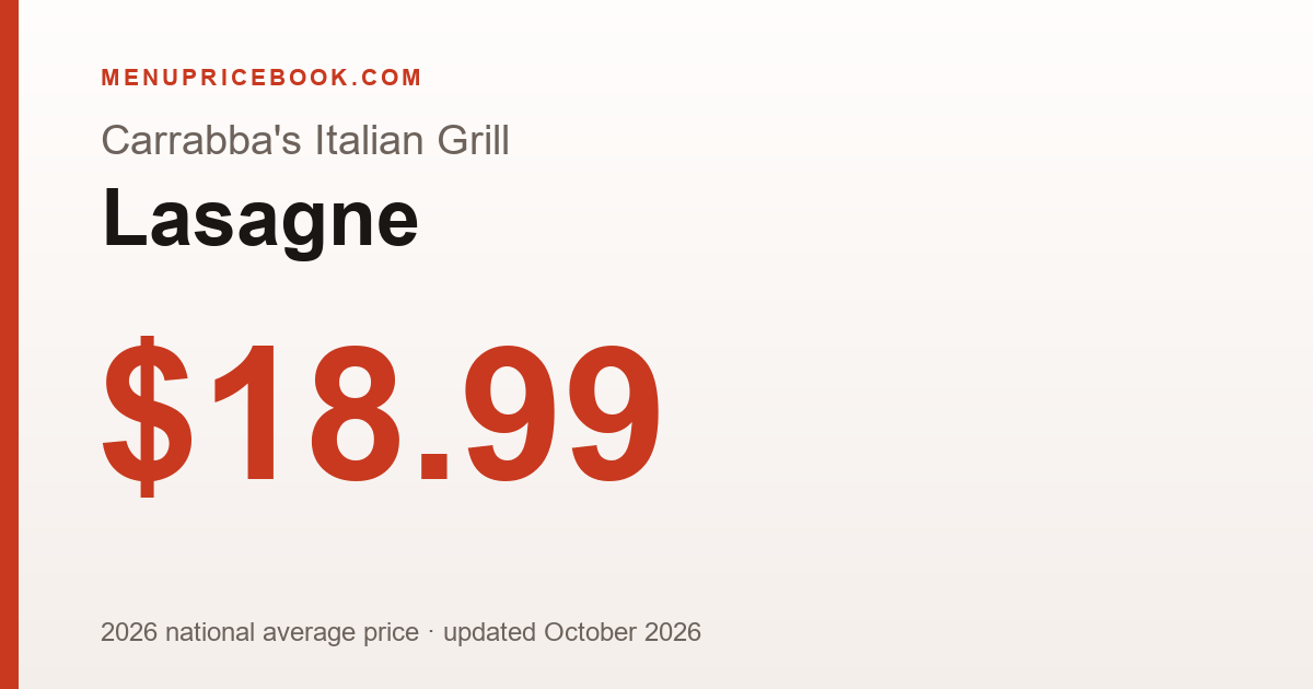 Carrabba's Italian Grill Lasagne price: $18.99 (2026)