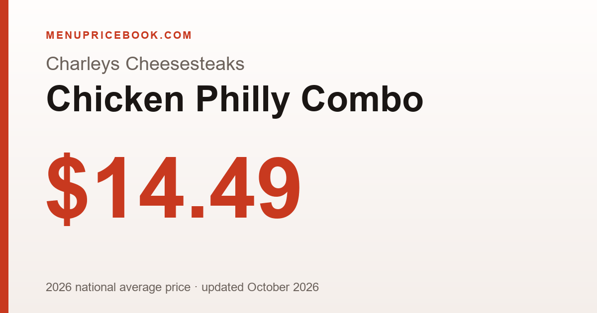 Charleys Cheesesteaks Chicken Philly Combo price: $14.49 (2026)