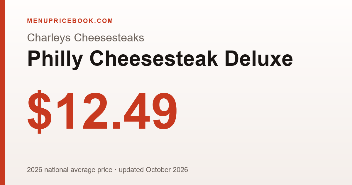 Charleys Cheesesteaks Philly Cheesesteak Deluxe price: $12.49 (2026)