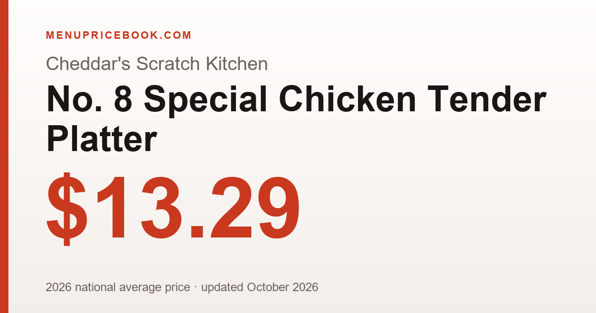 Cheddar's Scratch Kitchen No. 8 Special Chicken Tender Platter price: $13.29 (2026)