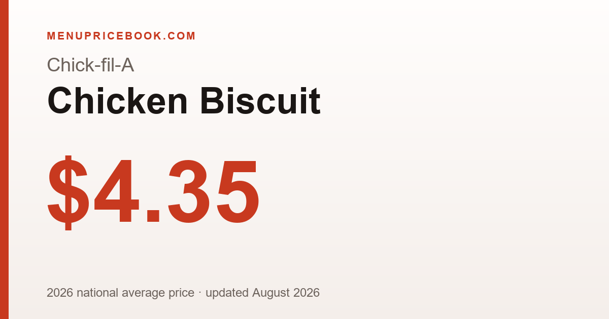 Chick-fil-A Chicken Biscuit price: $4.35 (2026)