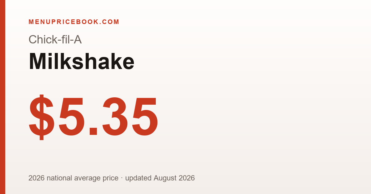 Chick-fil-A Milkshake price: $5.35 (2026)