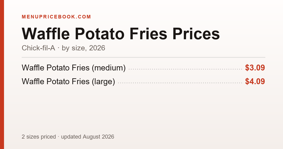 Chick-fil-A Waffle Potato Fries price: $3.09–$4.09 (2026)