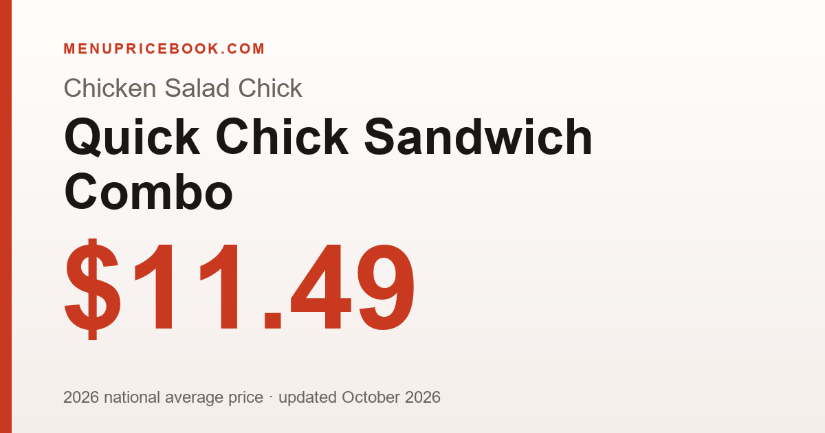 Chicken Salad Chick Quick Chick Sandwich Combo price: $11.49 (2026)