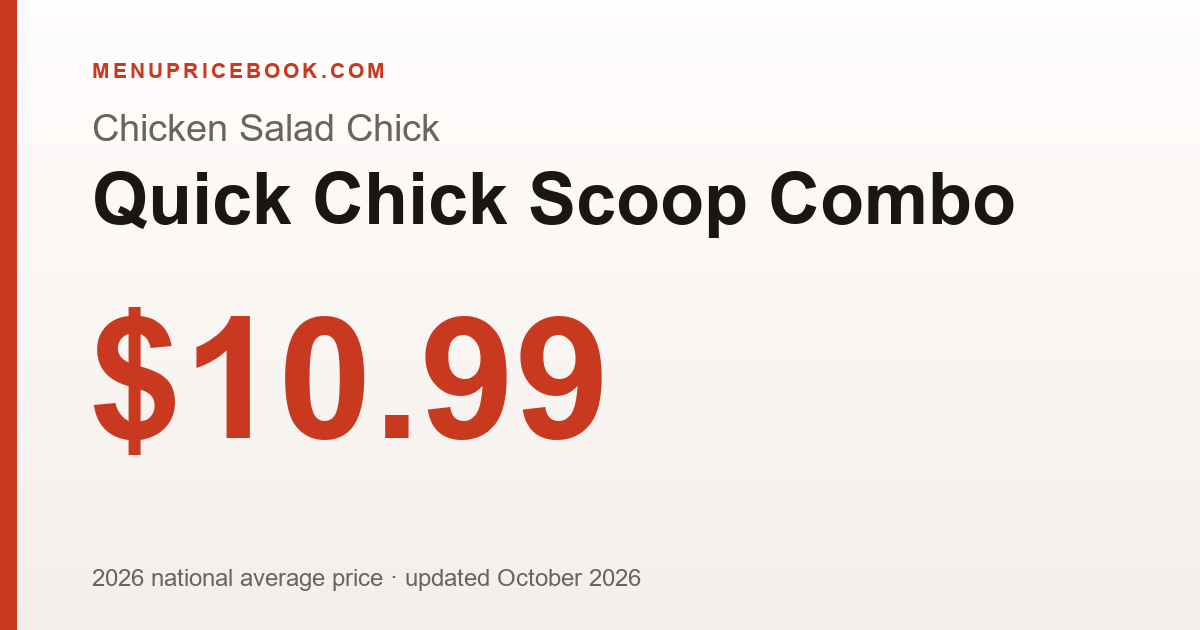 Chicken Salad Chick Quick Chick Scoop Combo price: $10.99 (2026)