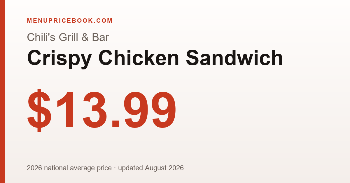 Chili's Grill & Bar Crispy Chicken Sandwich price: $13.99 (2026)