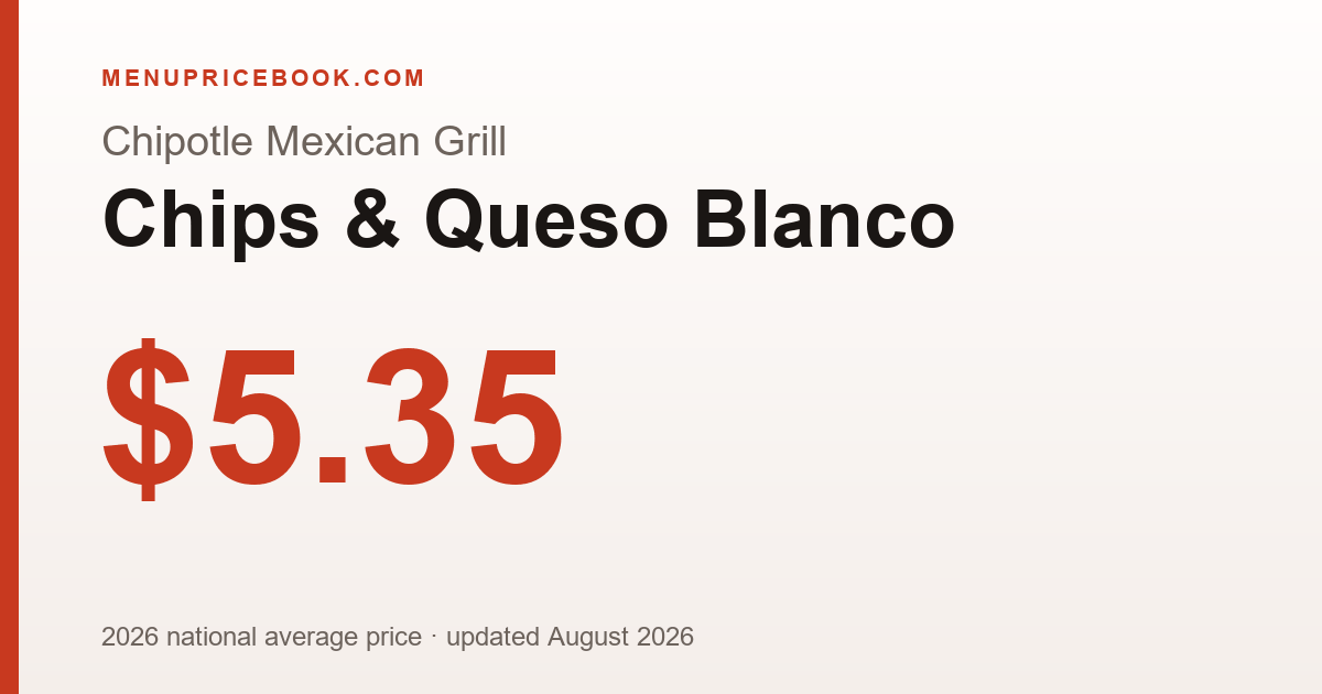 Chipotle Mexican Grill Chips & Queso Blanco price: $5.35 (2026)