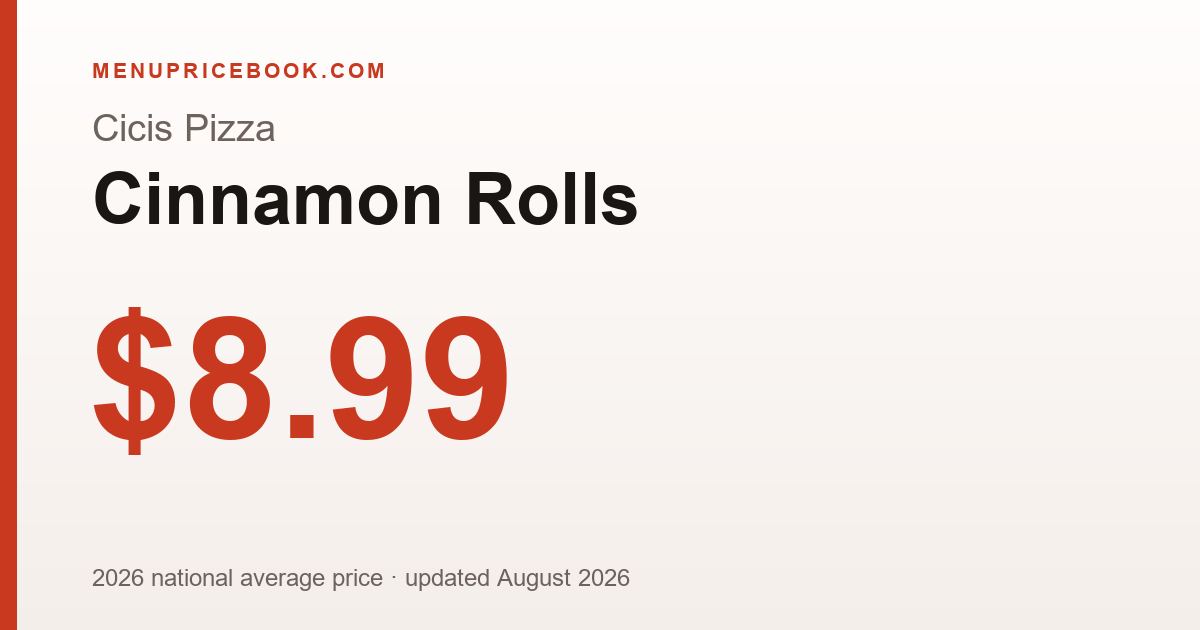 Cicis Pizza Cinnamon Rolls price: $8.99 (2026)