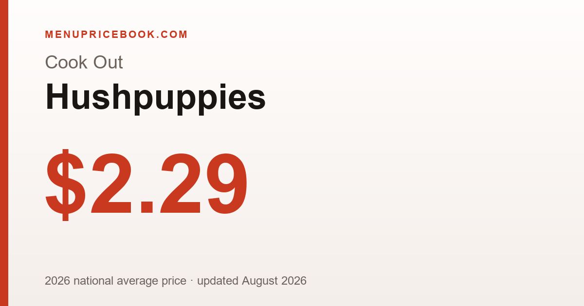 Cook Out Hushpuppies price: $2.29 (2026)