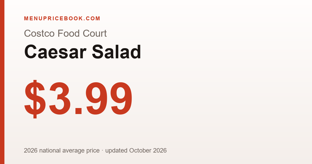 Costco Food Court Caesar Salad price: $3.99 (2026)