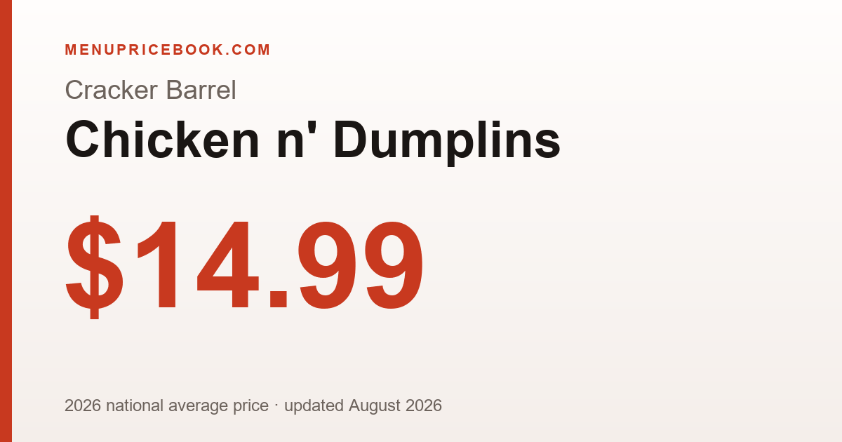 Cracker Barrel Chicken n' Dumplins price: $14.99 (2026)