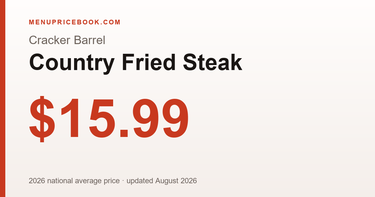 Cracker Barrel Country Fried Steak price: $15.99 (2026)