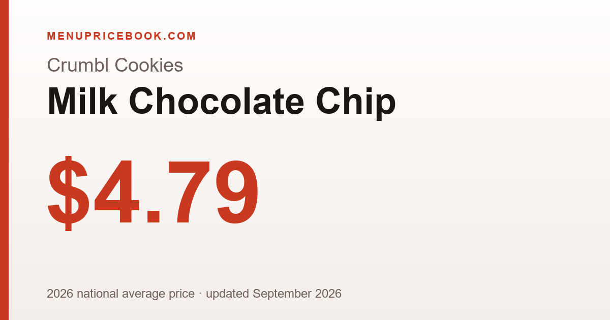 Crumbl Cookies Milk Chocolate Chip price: $4.79 (2026)