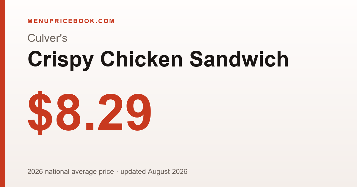 Culver's Crispy Chicken Sandwich price: $8.29 (2026)