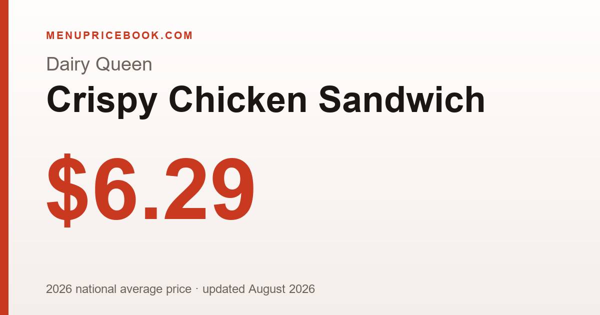 Dairy Queen Crispy Chicken Sandwich price: $6.29 (2026)