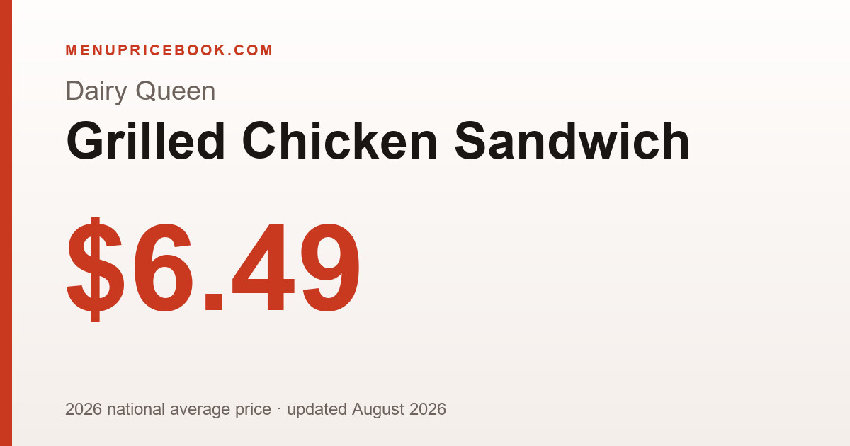 Dairy Queen Grilled Chicken Sandwich price: $6.49 (2026)