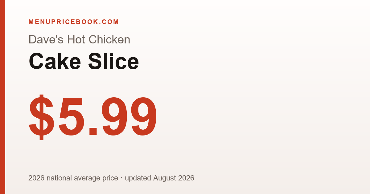 Dave's Hot Chicken Cake Slice price: $5.99 (2026)