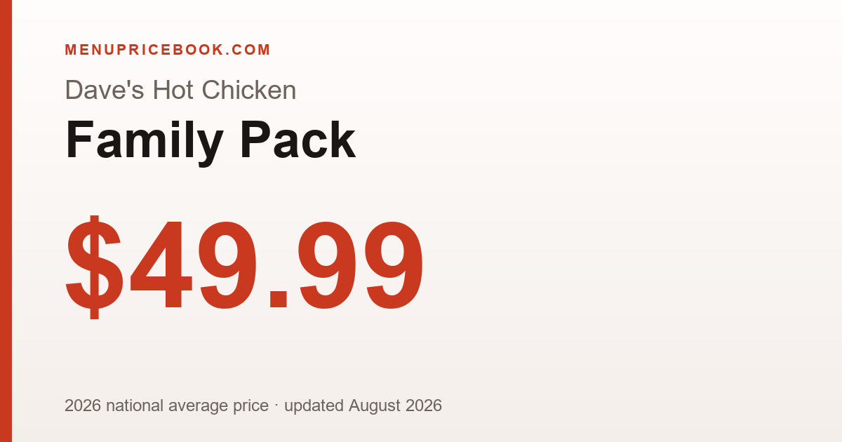 Dave's Hot Chicken Family Pack price: $49.99 (2026)