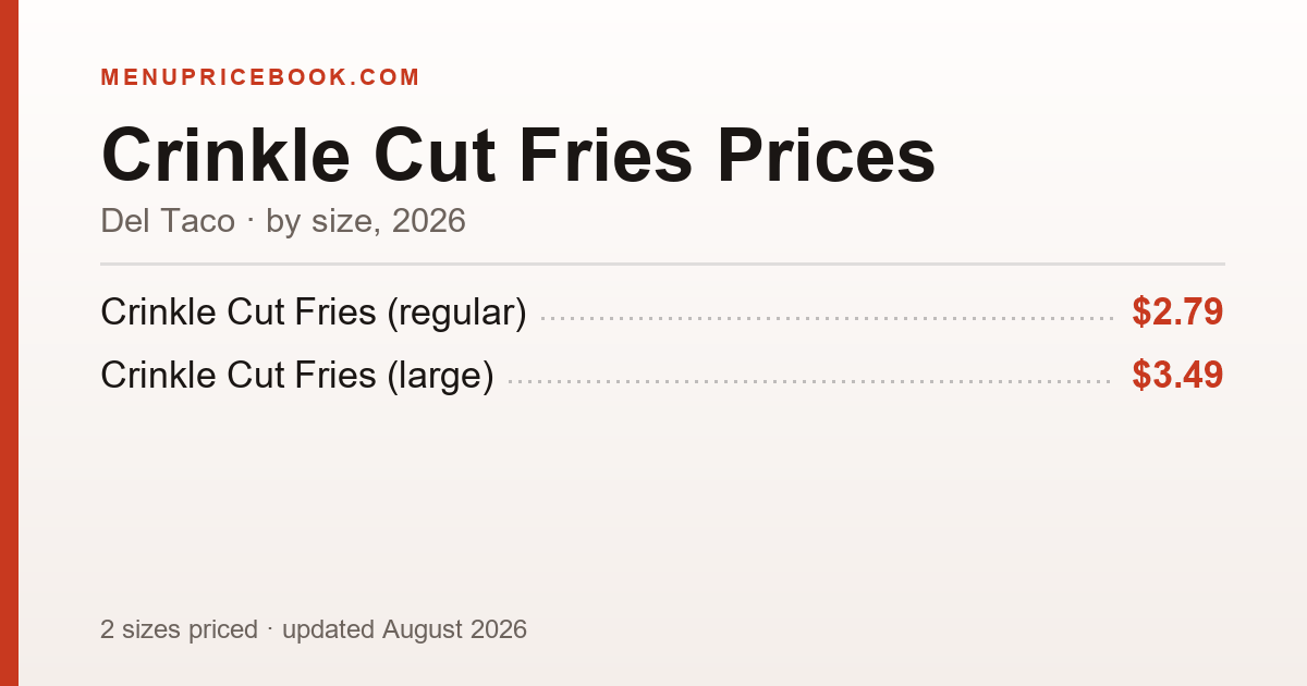 Del Taco Crinkle Cut Fries price: $2.79–$3.49 (2026)
