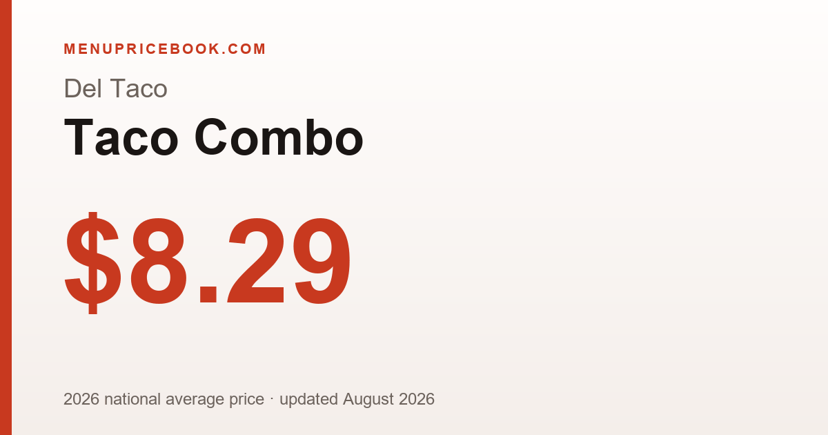Del Taco Taco Combo price: $8.29 (2026)