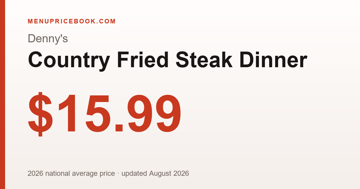 Denny's Country Fried Steak Dinner price: $15.99 (2026)