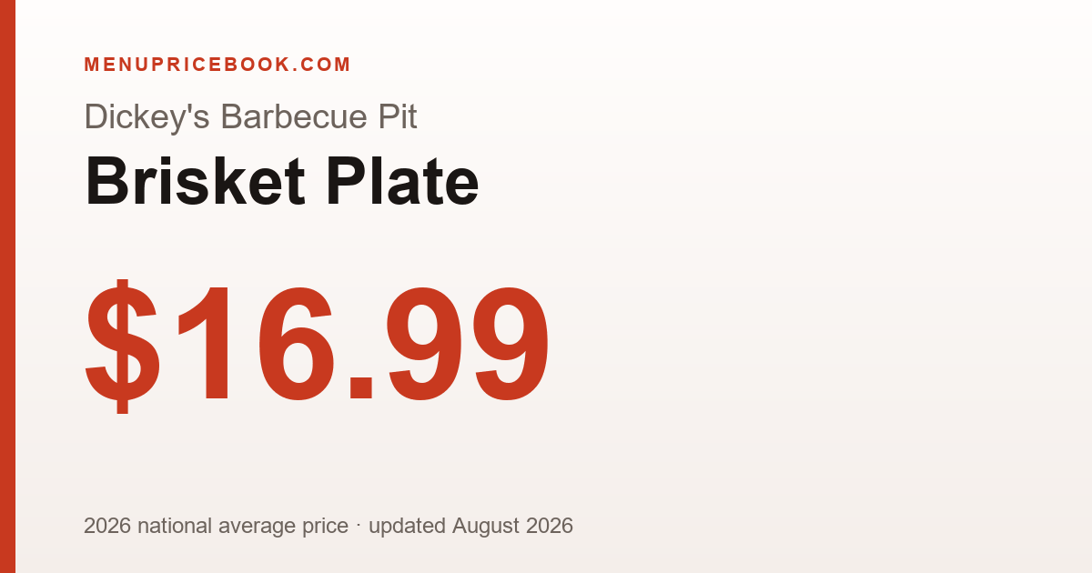 Dickey's Barbecue Pit Brisket Plate price: $16.99 (2026)