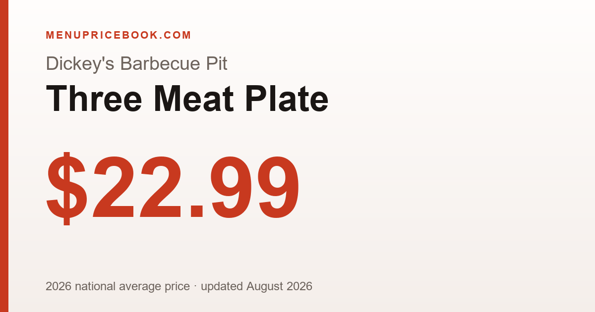 Dickey's Barbecue Pit Three Meat Plate price: $22.99 (2026)