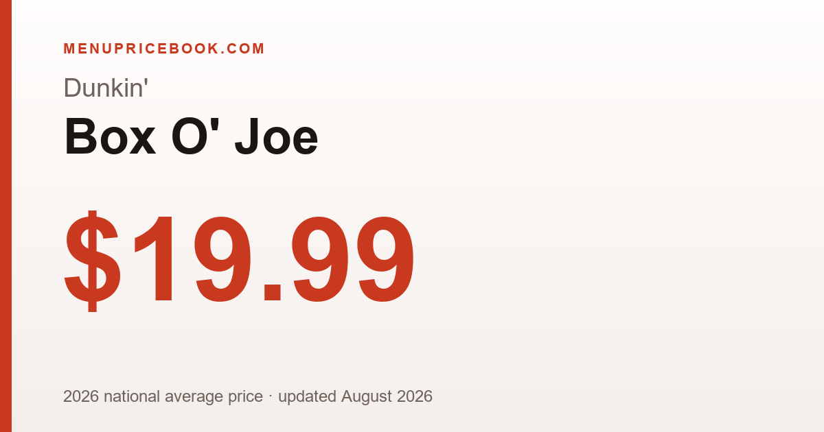 Dunkin' Box O' Joe price: $19.99 (2026)