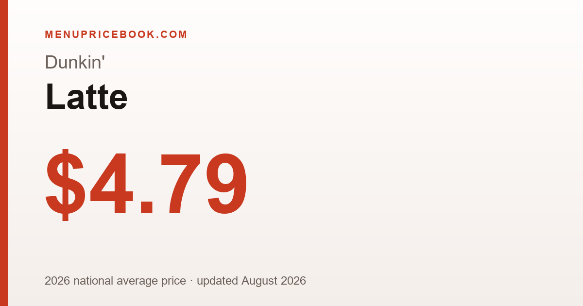 Dunkin' Latte price: $4.79 (2026)