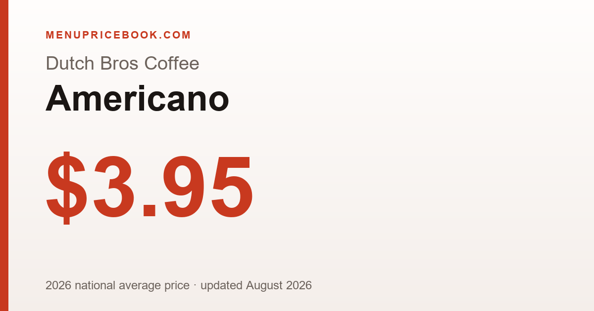 Dutch Bros Coffee Americano price: $3.95 (2026)
