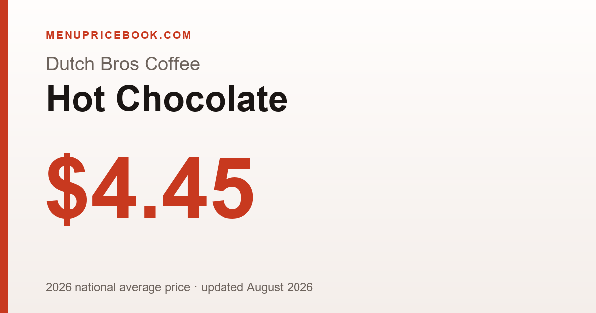 Dutch Bros Coffee Hot Chocolate price: $4.45 (2026)